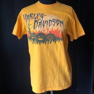 Harley Davidson Orange Halloween Theme Tee Shirt